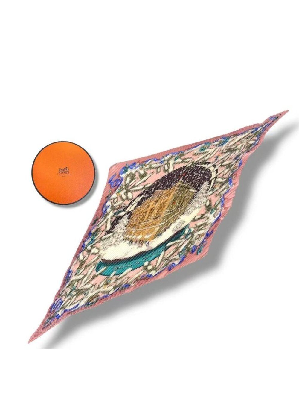 Hermes Scarf Pleated Silk Noel Au 24 Faubourg Christmas At Pink